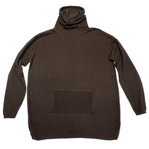 Peruvian Connection‎ Brown Cotton Long Sleeve Turtleneck Pocket Sweater Size L